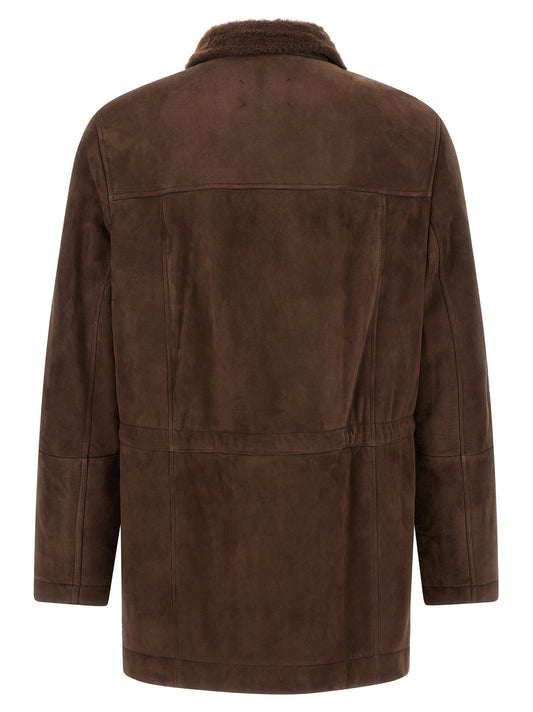 Brunello Cucinelli Sheepskin Parka Jacket — Men’s Brown