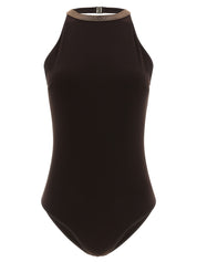 Brunello Cucinelli One‑Piece Swimsuit — Precious Collar, Brown