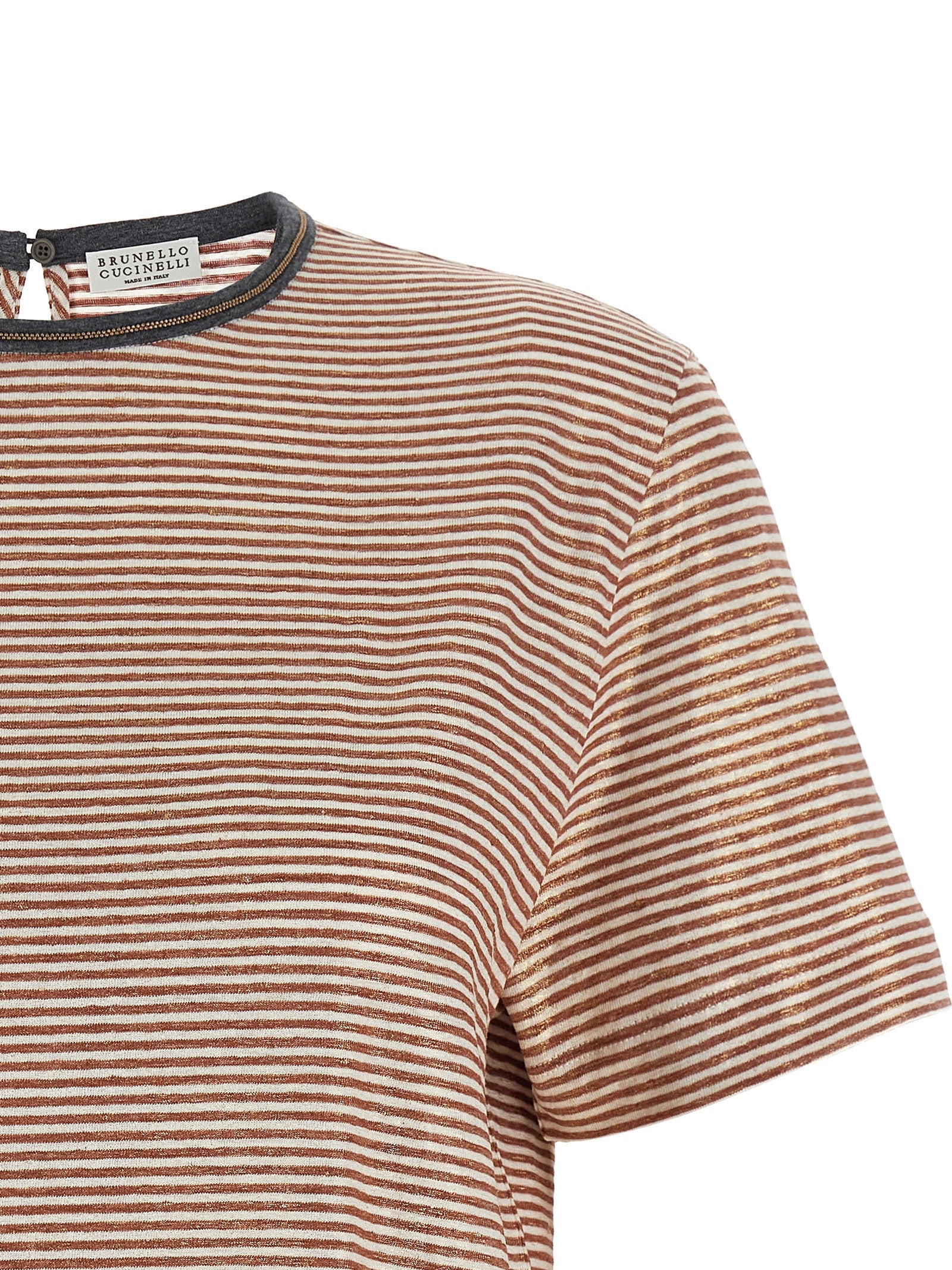 Brunello Cucinelli Shiny Collar Detail T-shirt