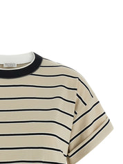 Brunello Cucinelli Shiny Trims T‑shirt — Topwear (Beige)