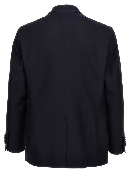 Etro Blue Jacquard Single-Breasted Blazer for Men