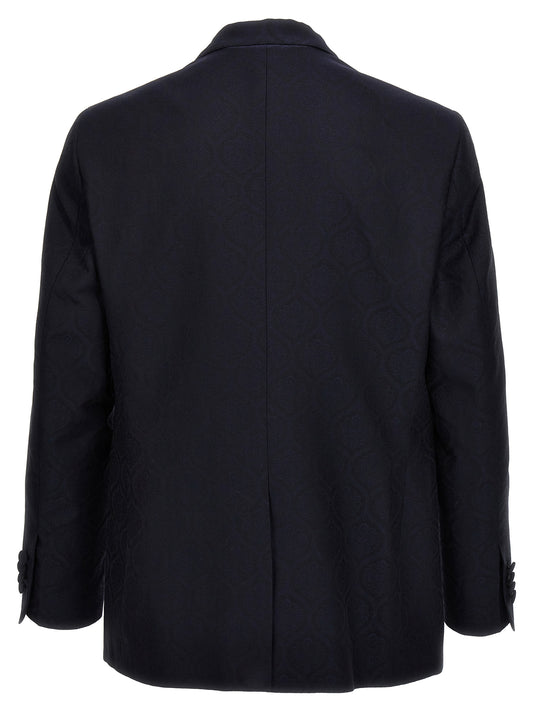 Etro Blue Jacquard Single-Breasted Blazer for Men
