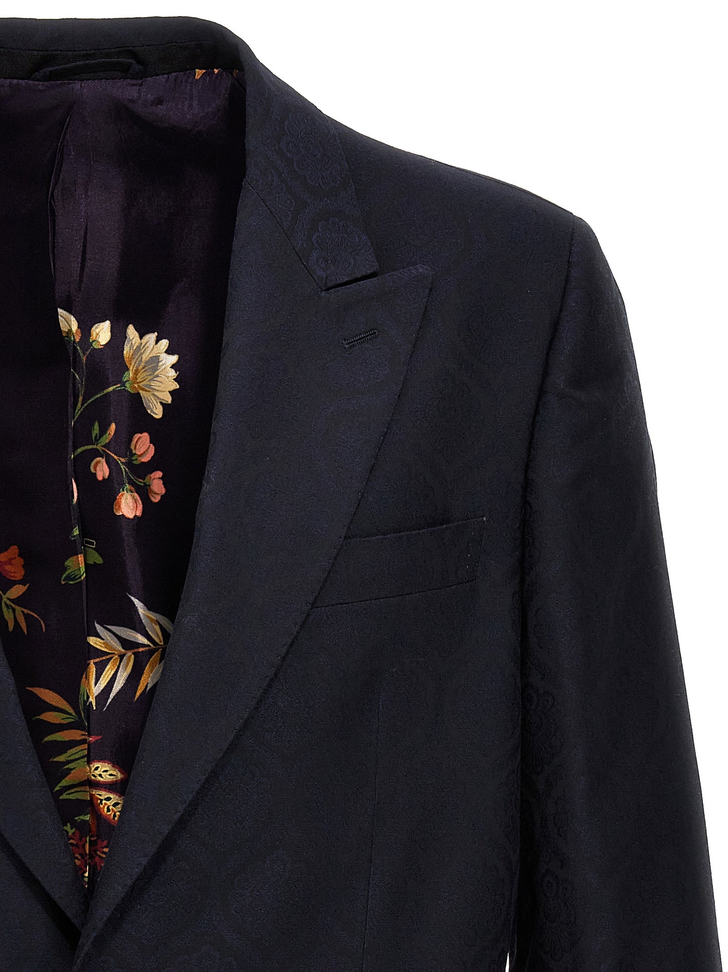 Etro Blue Jacquard Single-Breasted Blazer for Men