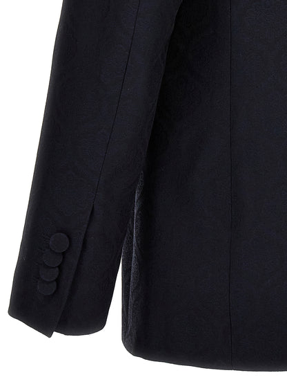 Etro Blue Jacquard Single-Breasted Blazer for Men