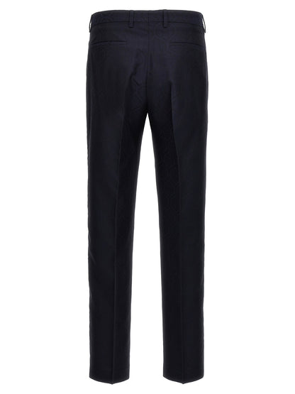 Etro Jacquard Trousers for Men — Slim Fit Blue