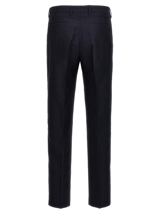 Etro Jacquard Trousers for Men — Slim Fit Blue