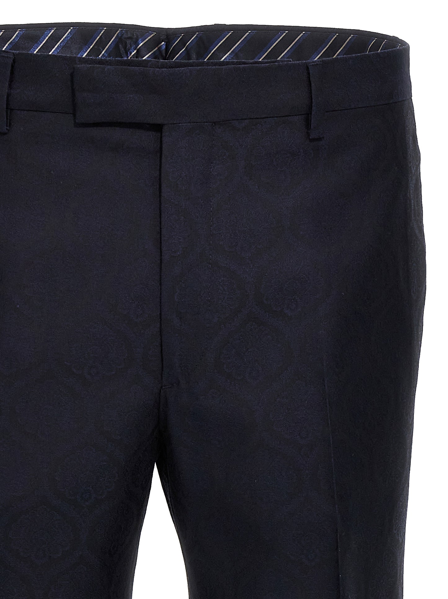 Etro Jacquard Trousers for Men — Slim Fit Blue
