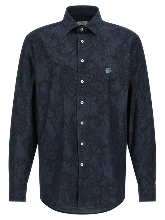 Etro Paisley Ramage Shirt — Blue Cotton Shirt