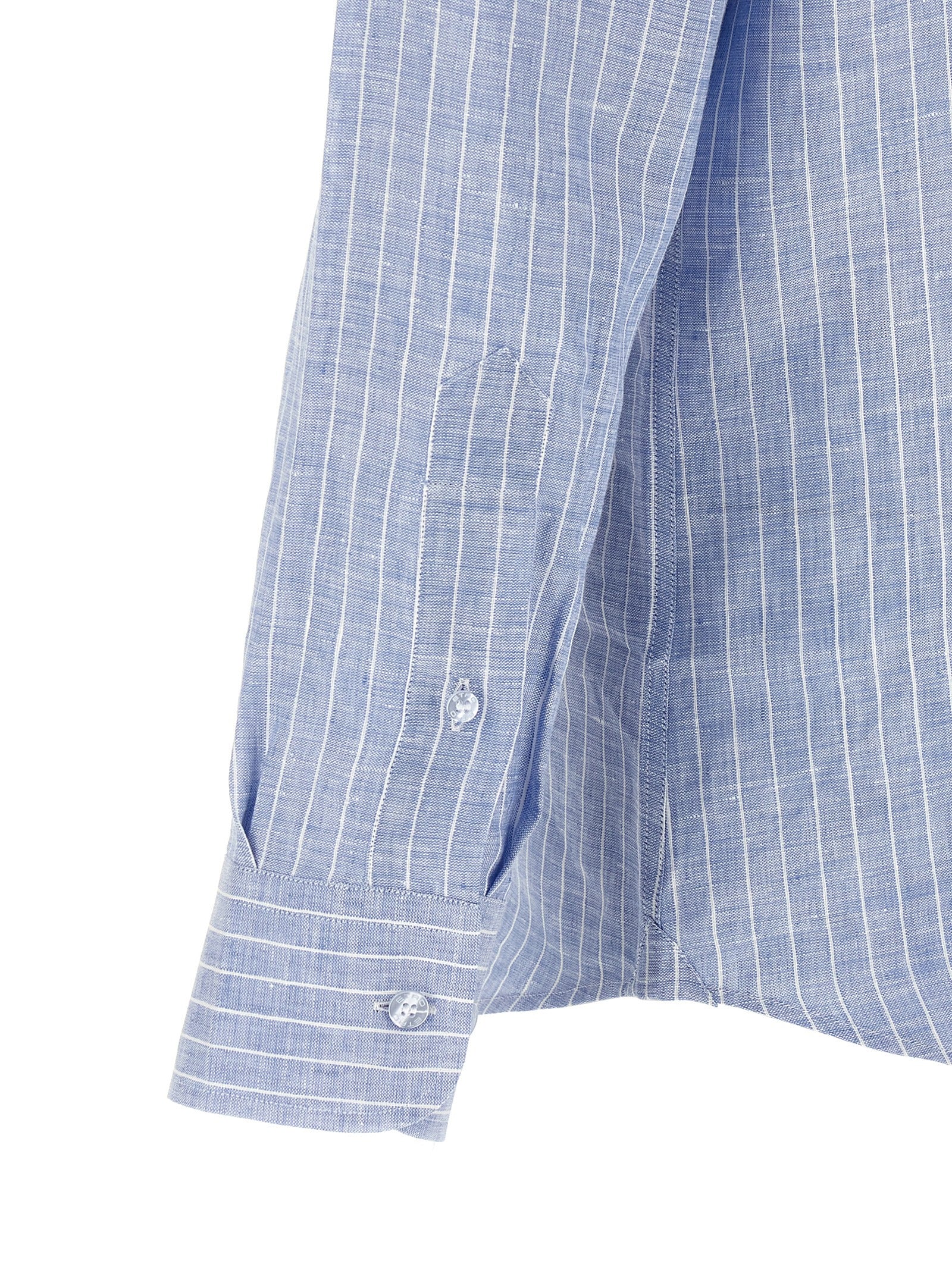 Etro Striped Linen Shirt for Men — Light Blue, Roma Fit