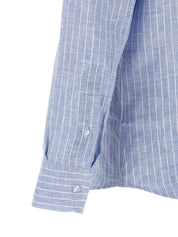 Etro Striped Linen Shirt for Men — Light Blue, Roma Fit