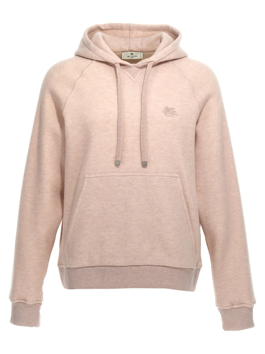 Etro Wool Hoodie with Logo Embroidery — Beige Topwear