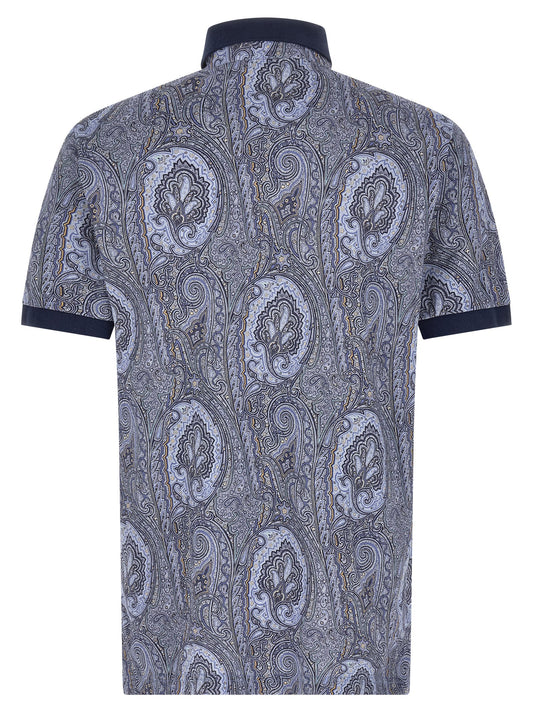 Etro Arnica Paisley Polo Shirt — Blue Cotton Shirt