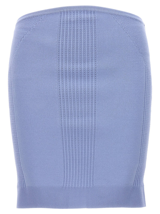 Herve Leger Mix Skirt — Light Blue Mini Skirt