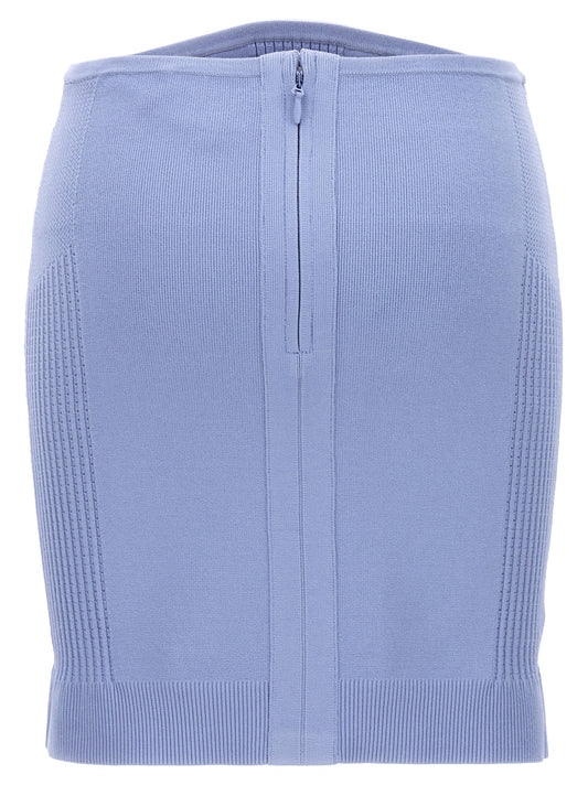 Herve Leger Mix Skirt — Light Blue Mini Skirt