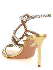 Aquazzura Mooncrush Sandals — Gold Crystal Heels