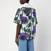 Wales Bonner Highlife bowling shirt in cotton with purple print