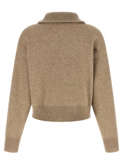 Brunello Cucinelli Shiny Zipper Pull Wool Cardigan