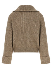 Brunello Cucinelli Shiny Zipper Pull Cardigan