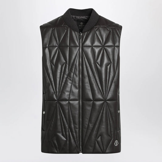 Moncler + Rick Owens Brown faux leather zip-up vest