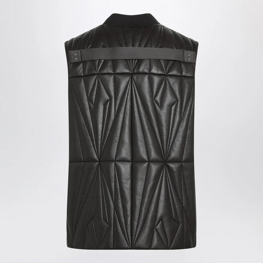 Moncler + Rick Owens Brown faux leather zip-up vest