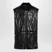 Moncler + Rick Owens Black faux leather zip-up vest