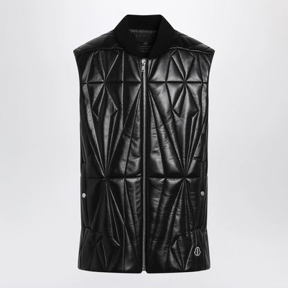 Moncler + Rick Owens Black faux leather zip-up vest