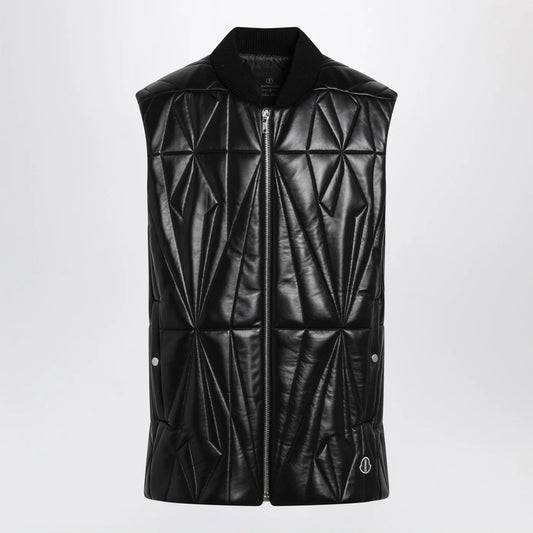 Moncler + Rick Owens Black faux leather zip-up vest