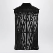 Moncler + Rick Owens Black faux leather zip-up vest