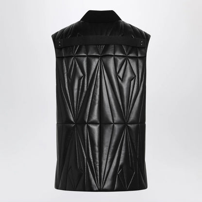 Moncler + Rick Owens Black faux leather zip-up vest