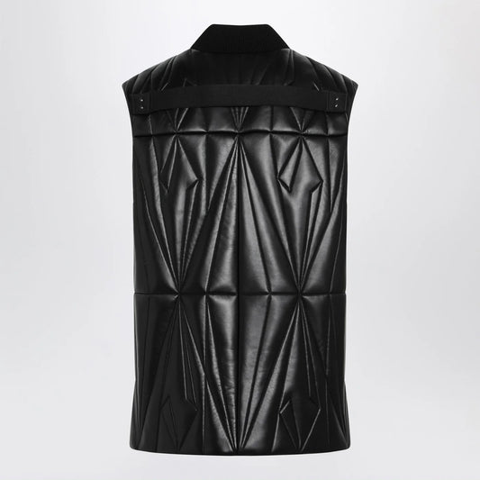 Moncler + Rick Owens Black faux leather zip-up vest