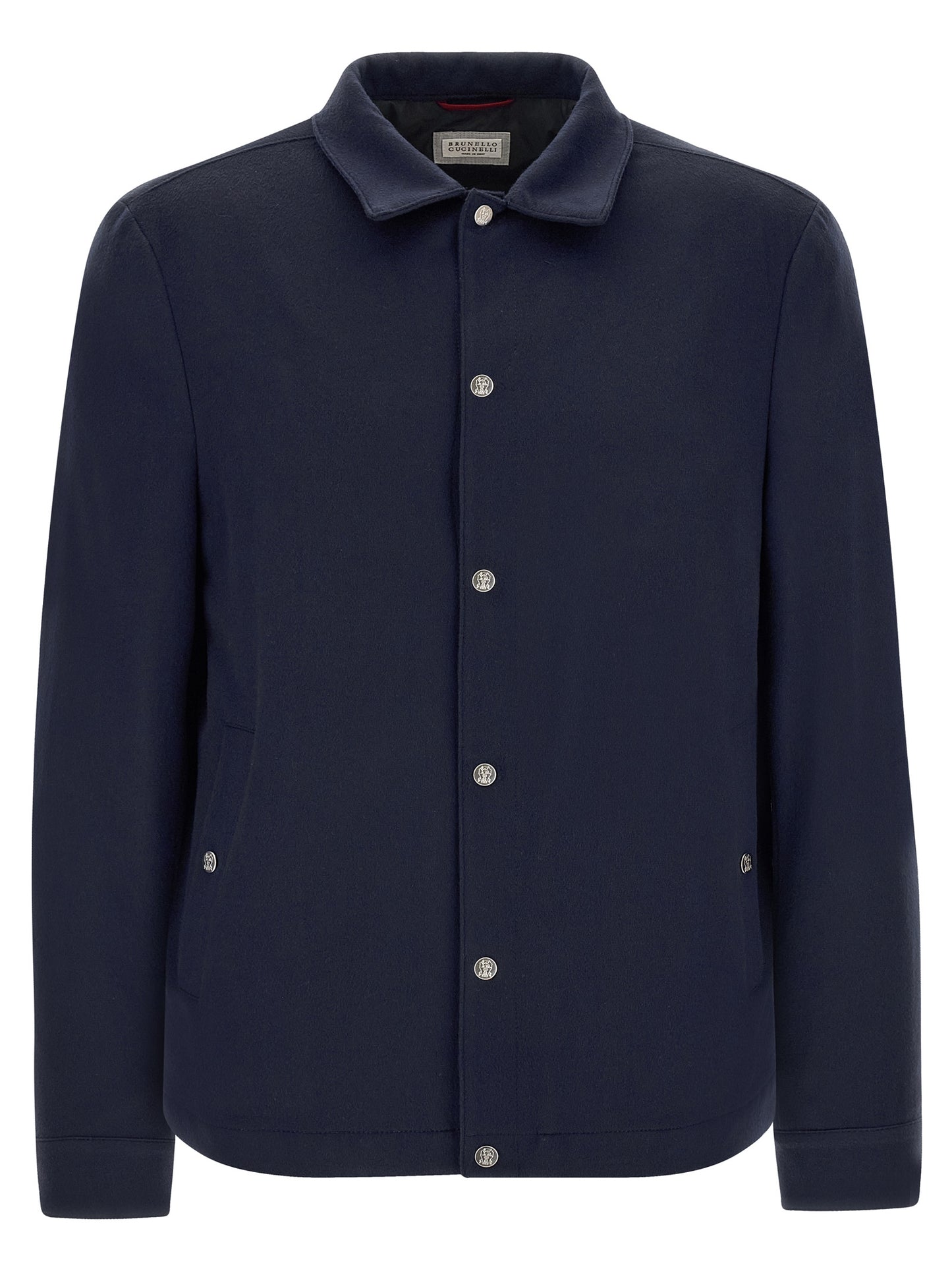 Brunello Cucinelli Flannel Overshirt Jacket – Blue, Men