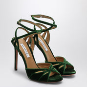 Aquazzura High dark green velvet sandal
