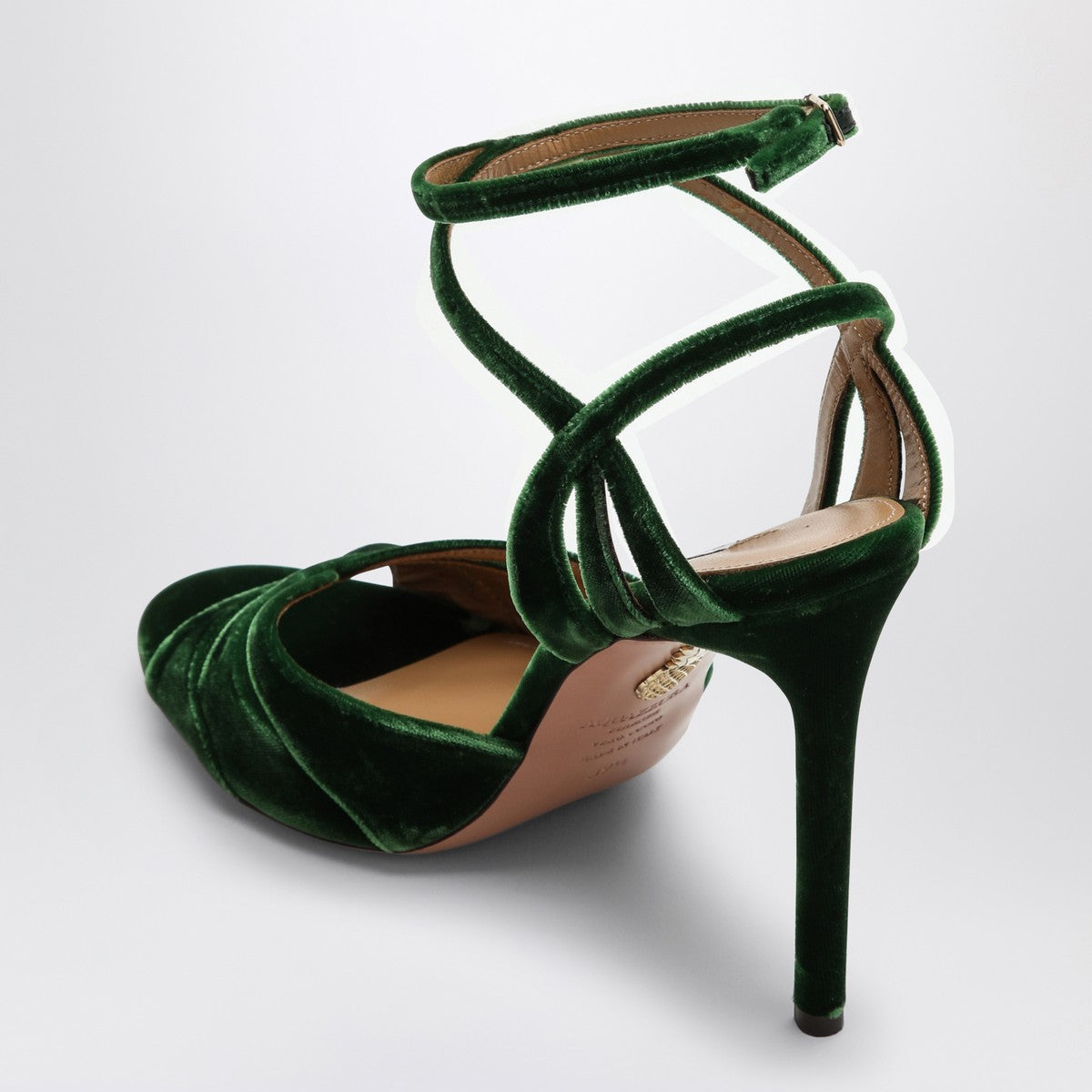 Aquazzura High dark green velvet sandal