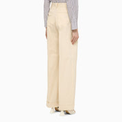Maison Kitsuné Cream cotton trousers with embroidered logo