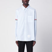 Thom Browne White/blue striped button-down shirt in cotton