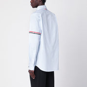 Thom Browne White/blue striped button-down shirt in cotton