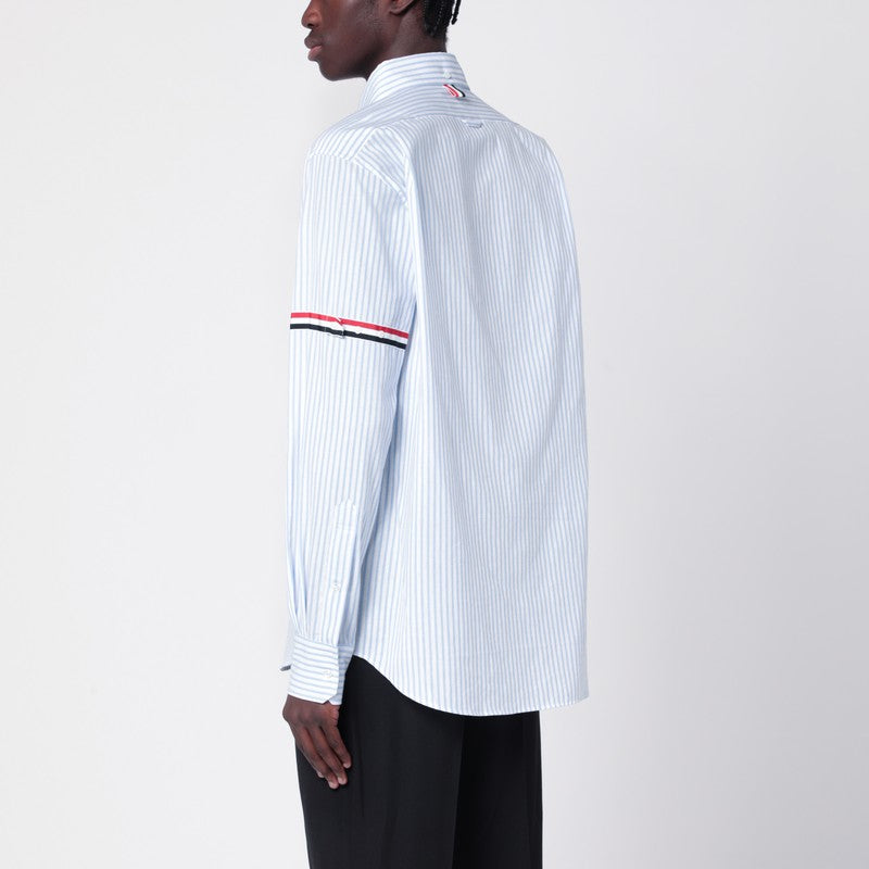 Thom Browne White/blue striped button-down shirt in cotton