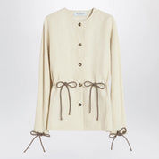 Max Mara Beige linen and silk jacket with drawstring