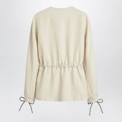 Max Mara Beige linen and silk jacket with drawstring