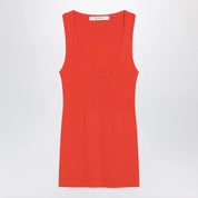 Max Mara Coral red ribbed technical yarn top