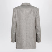 Max Mara Olimpia double-breasted chevron linen blazer in beige