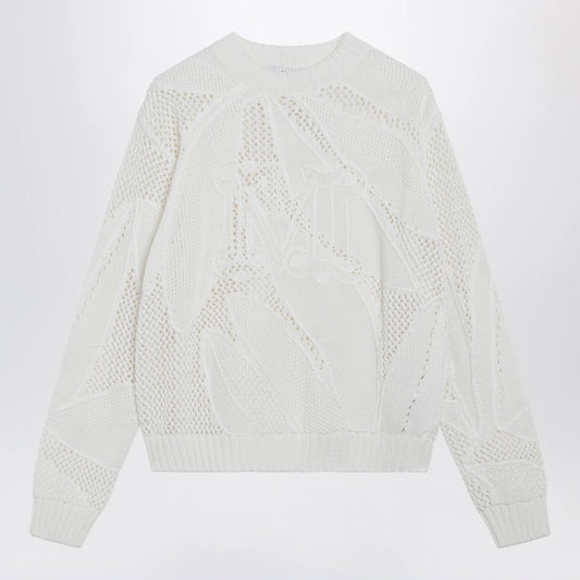 Max Mara Embroidered cotton crewneck sweater in white