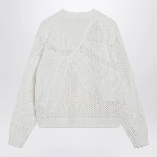 Max Mara Embroidered cotton crewneck sweater in white