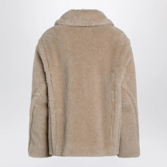 Max Mara Light beige alpaca and wool teddy cropped coat