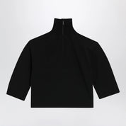 Max Mara Cropped turtleneck sweater in stretch viscose, black
