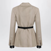 Max Mara Double-breasted pure linen blazer in camel