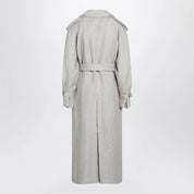 Max Mara Sand-coloured double-breasted duster coat in linen drill