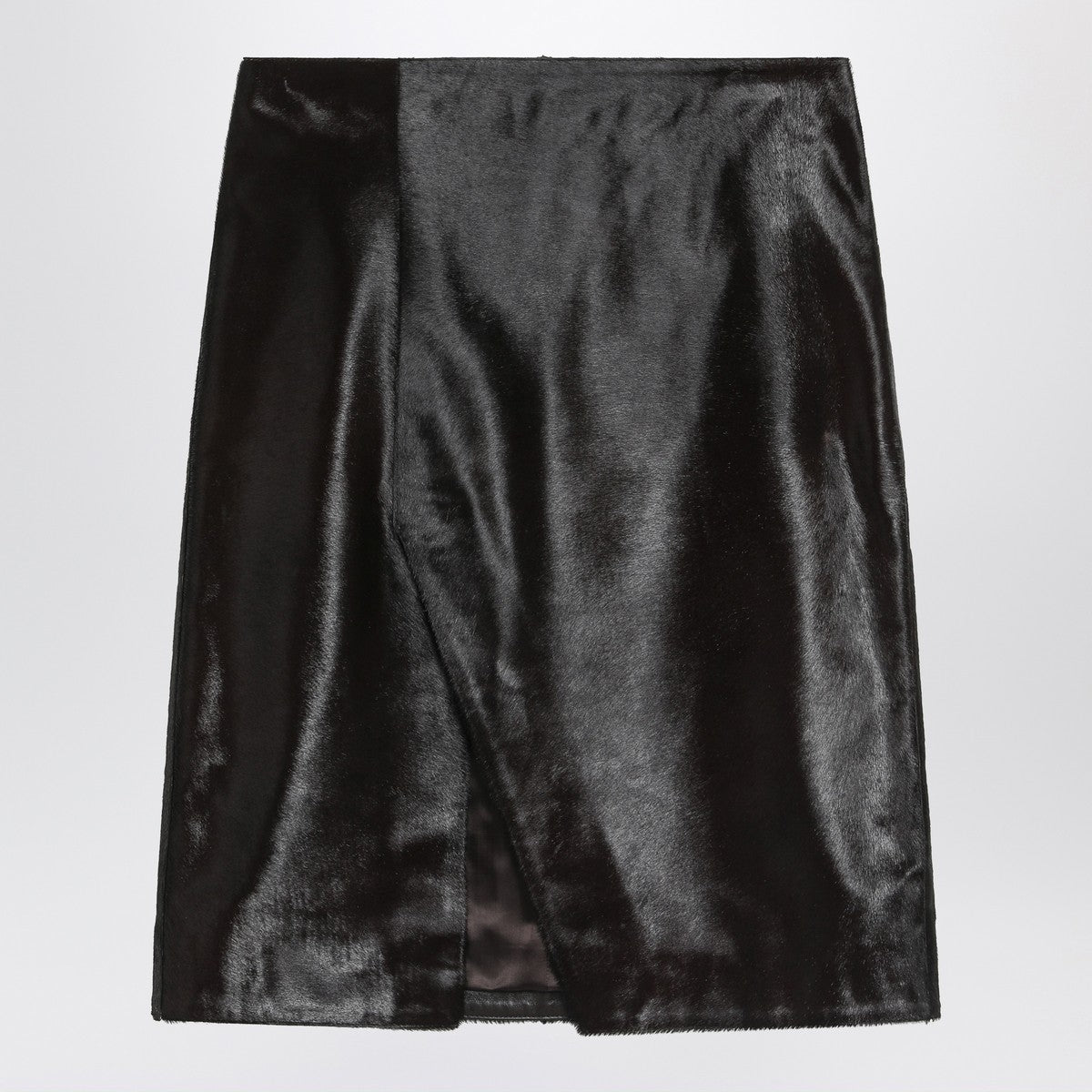 Brown Myra Pony-Effect Leather Skirt — LouLou De Saison