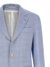 Brunello Cucinelli Linen-Wool Chevron Blazer — Jackets