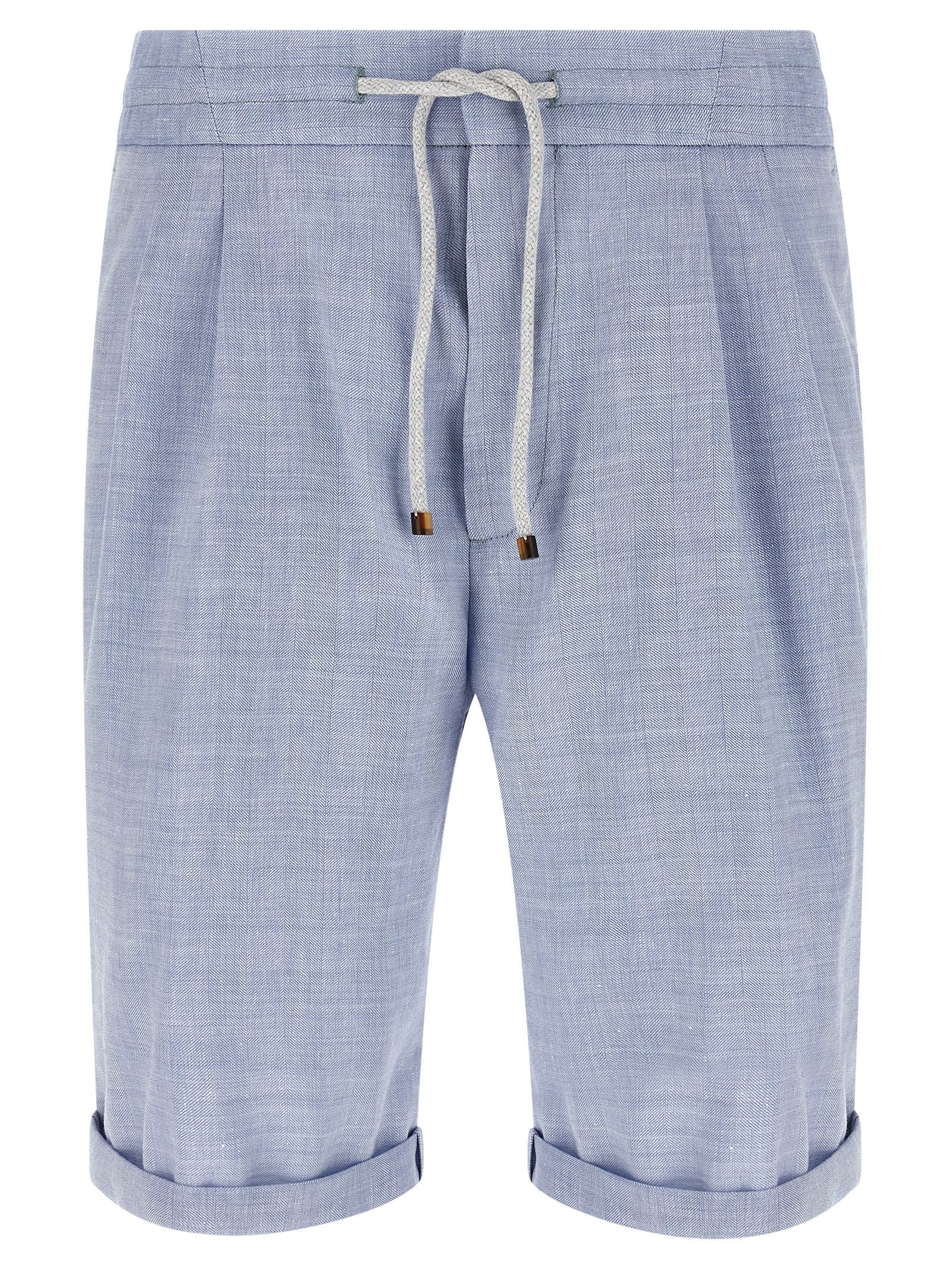 Brunello Cucinelli Linen & Wool Chevron Bermuda Shorts